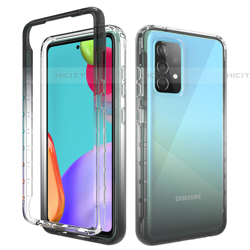 Samsung Galaxy A52 5G用前面と背面 360度 フルカバー 極薄ソフトケース シリコンケース 耐衝撃 全面保護 バンパー 勾配色 透明 サムスン 