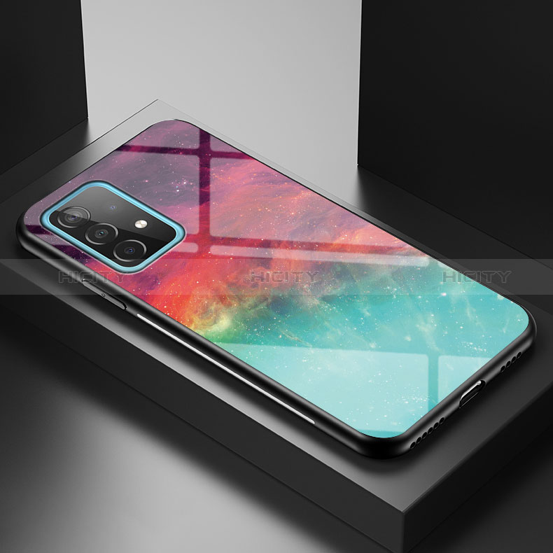 Samsung Galaxy A52s 5G用ハイブリットバンパーケース プラスチック パターン 鏡面 カバー LS1 サムスン レッド