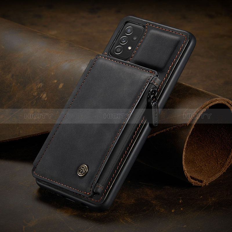 Samsung Galaxy A52s 5G用ケース 高級感 手触り良いレザー柄 C02S サムスン ブラック