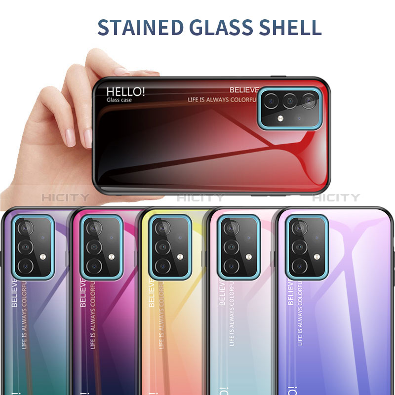 Samsung Galaxy A52s 5G用ハイブリットバンパーケース プラスチック 鏡面 虹 グラデーション 勾配色 カバー LS1 サムスン 