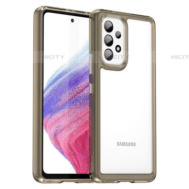 Samsung Galaxy A53 5G用ハイブリットバンパーケース クリア透明 プラスチック カバー J01S サムスン グレー