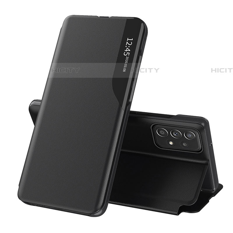 Samsung Galaxy A53 5G用手帳型 レザーケース スタンド カバー QH3 サムスン ブラック
