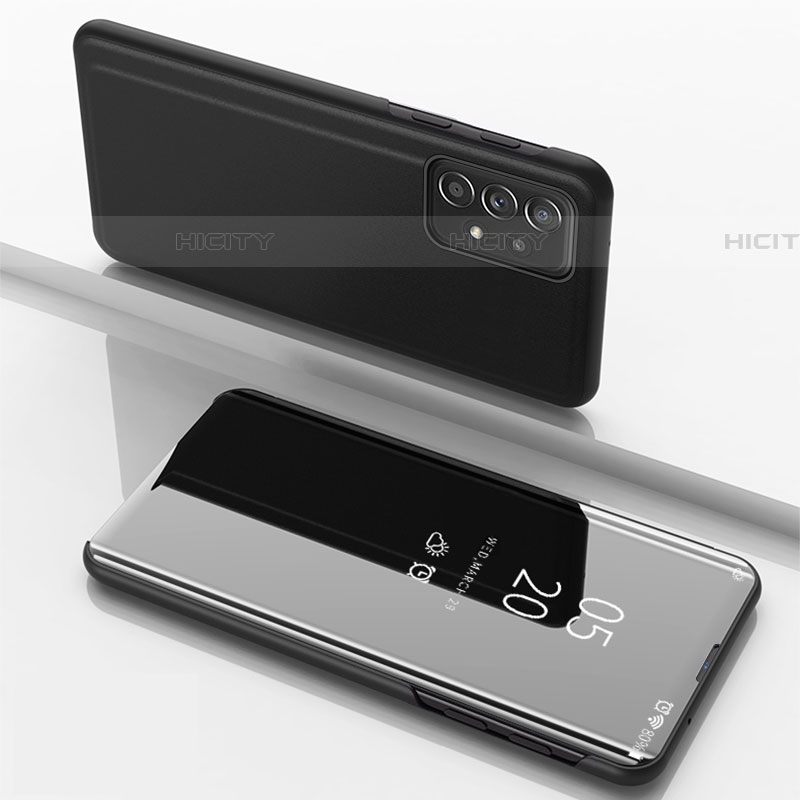 Samsung Galaxy A53 5G用手帳型 レザーケース スタンド 鏡面 カバー サムスン ブラック