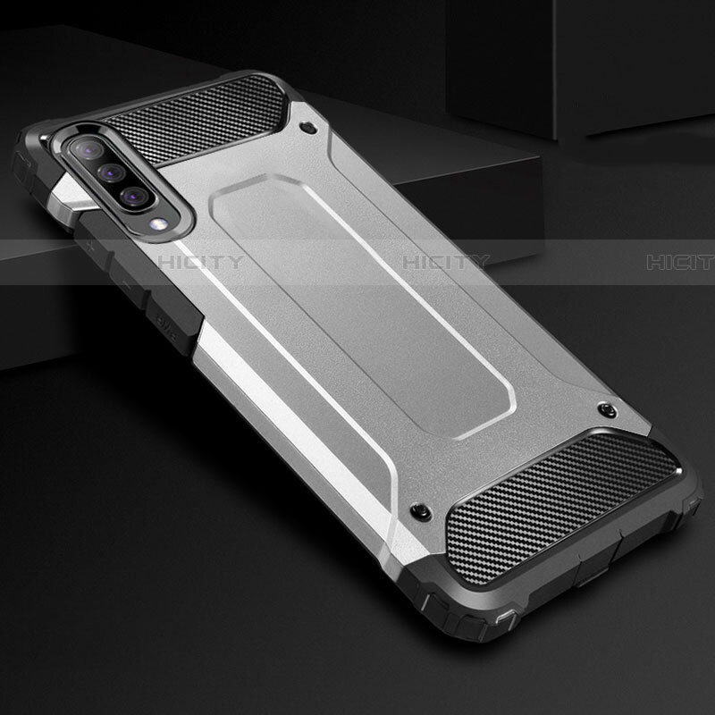 Samsung Galaxy A70用ハイブリットバンパーケース プラスチック 兼シリコーン カバー R01 サムスン シルバー