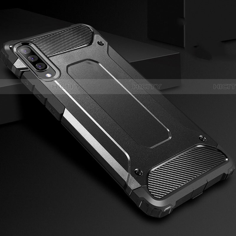 Samsung Galaxy A70用ハイブリットバンパーケース プラスチック 兼シリコーン カバー R01 サムスン ブラック