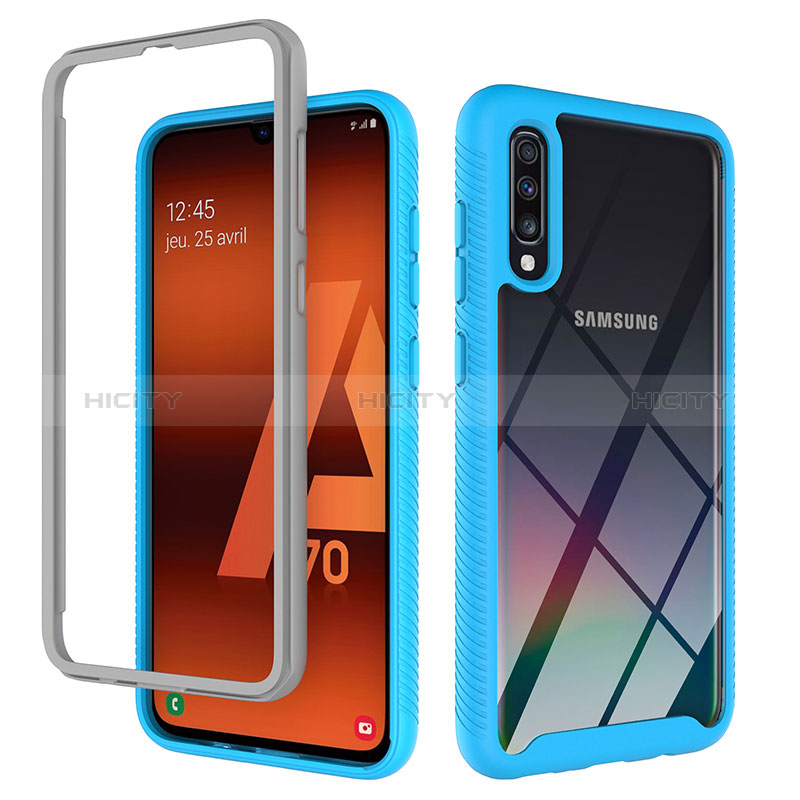 Samsung Galaxy A70S用360度 フルカバー ハイブリットバンパーケース クリア透明 プラスチック カバー ZJ1 サムスン 