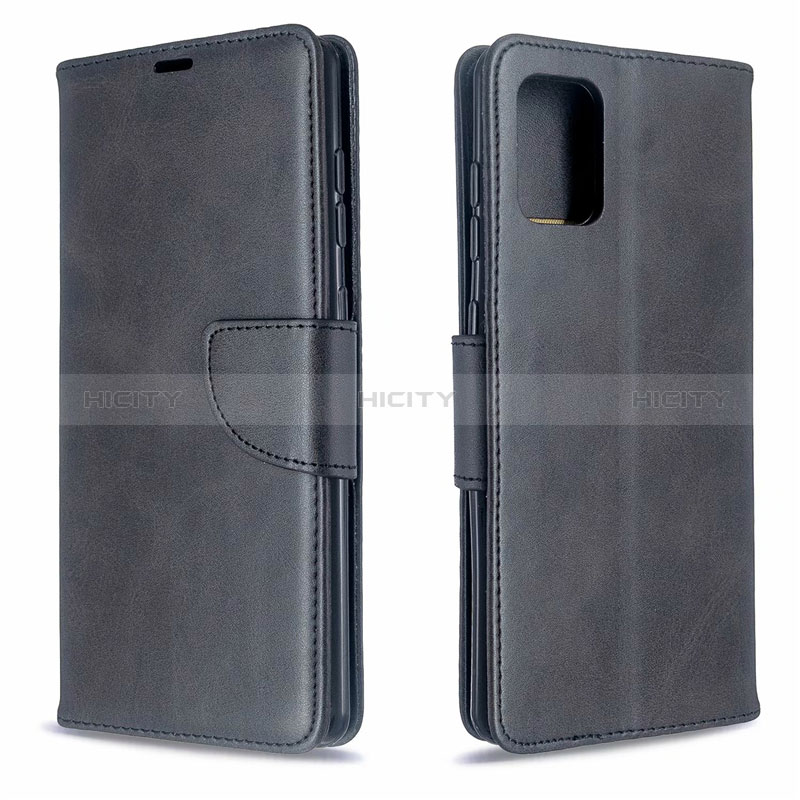 Samsung Galaxy A71 4G A715用手帳型 レザーケース スタンド カバー L16 サムスン ブラック