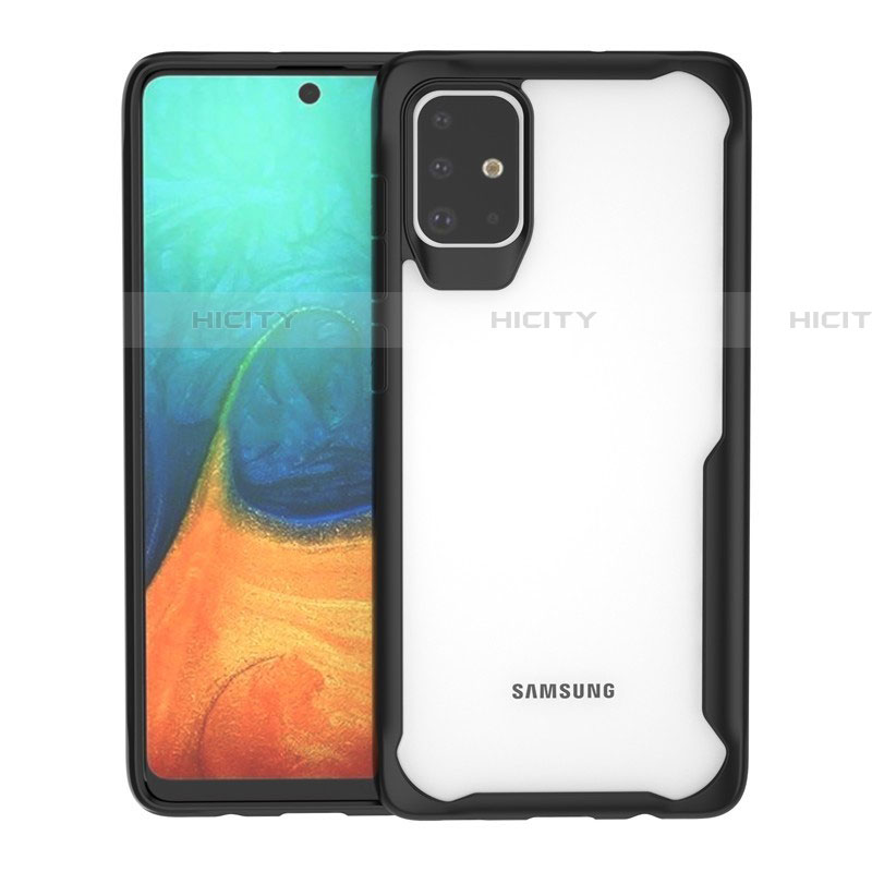 Samsung Galaxy A71 5G用ハイブリットバンパーケース クリア透明 プラスチック 鏡面 カバー サムスン ブラック