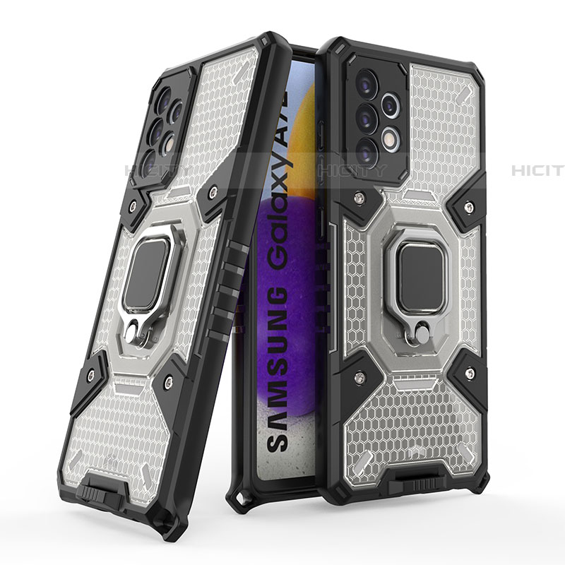 Samsung Galaxy A72 4G用ハイブリットバンパーケース プラスチック アンド指輪 マグネット式 S05 サムスン ブラック