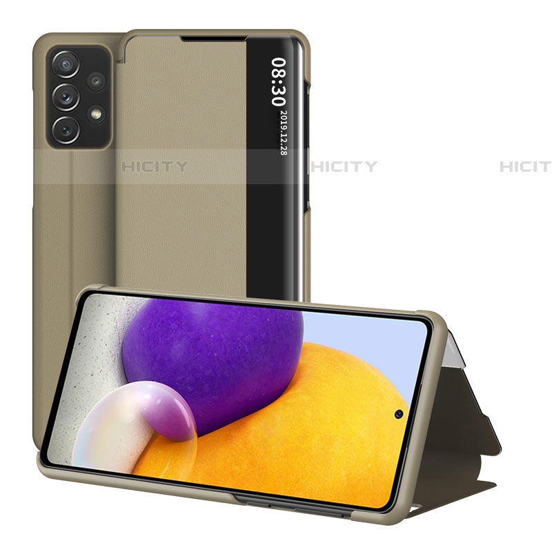 Samsung Galaxy A72 4G用手帳型 レザーケース スタンド カバー ZL1 サムスン ゴールド
