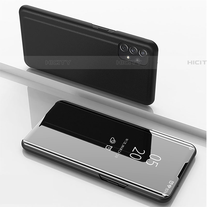 Samsung Galaxy A72 4G用手帳型 レザーケース スタンド 鏡面 カバー サムスン ブラック