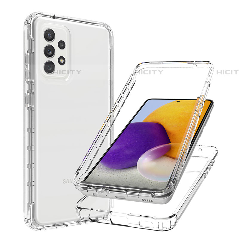 Samsung Galaxy A72 4G用前面と背面 360度 フルカバー 極薄ソフトケース シリコンケース 耐衝撃 全面保護 バンパー 勾配色 透明 JX1 サムスン 