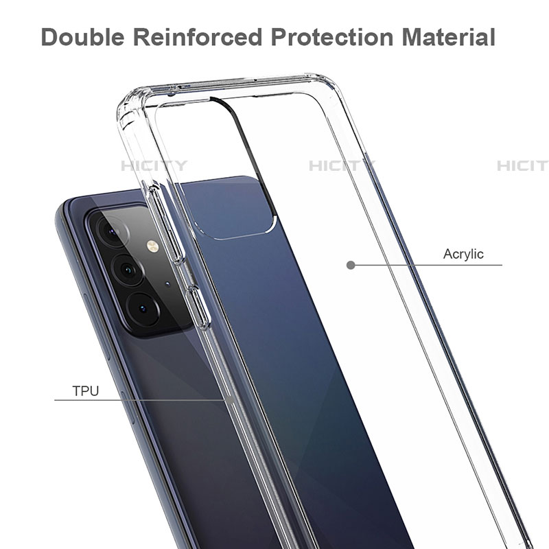Samsung Galaxy A72 4G用360度 フルカバー ハイブリットバンパーケース クリア透明 プラスチック カバー ZJ5 サムスン 