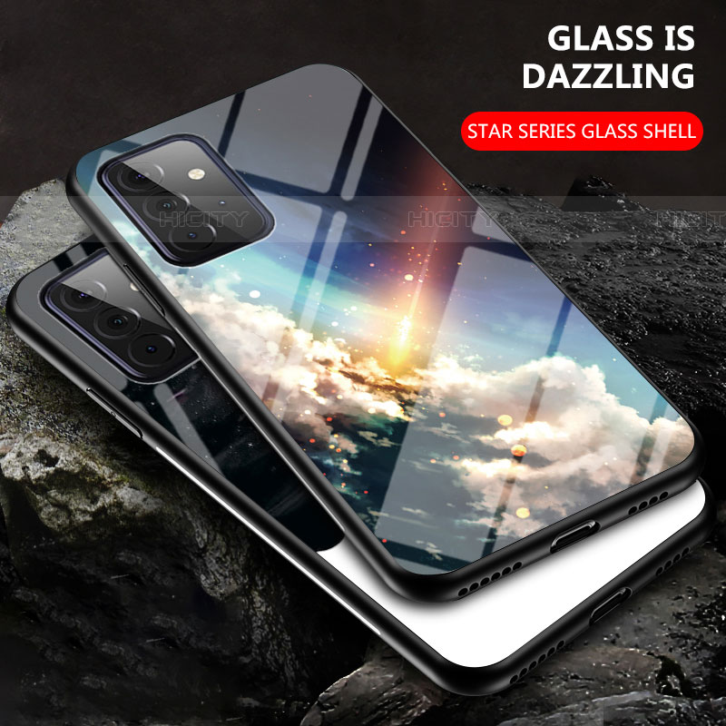 Samsung Galaxy A72 4G用ハイブリットバンパーケース プラスチック パターン 鏡面 カバー LS1 サムスン 