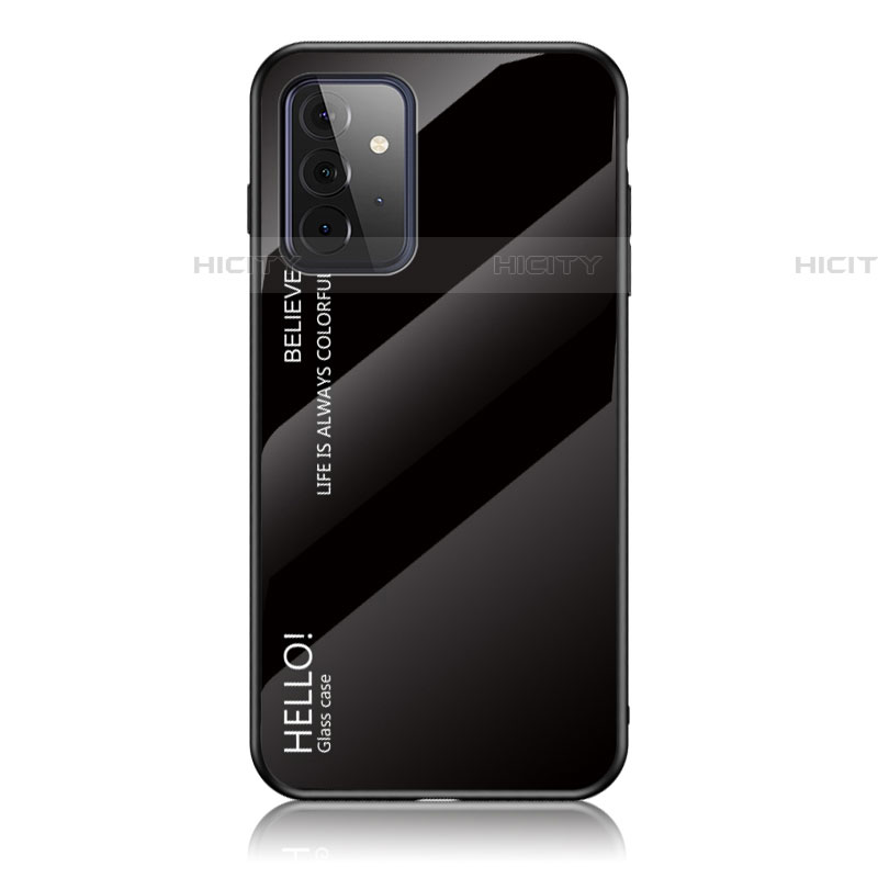 Samsung Galaxy A72 4G用ハイブリットバンパーケース プラスチック 鏡面 虹 グラデーション 勾配色 カバー LS1 サムスン 