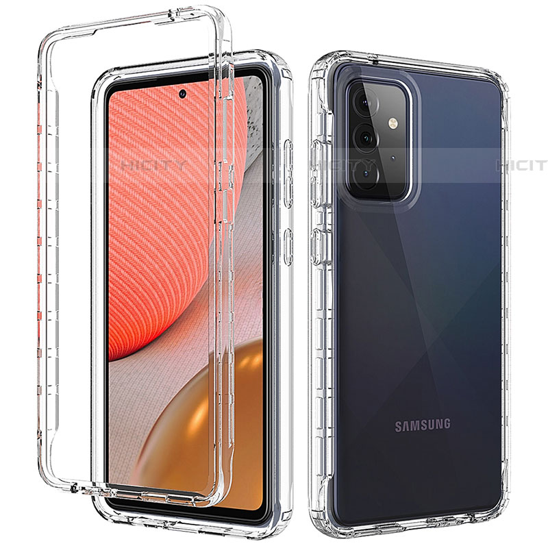 Samsung Galaxy A72 4G用前面と背面 360度 フルカバー 極薄ソフトケース シリコンケース 耐衝撃 全面保護 バンパー 勾配色 透明 サムスン 