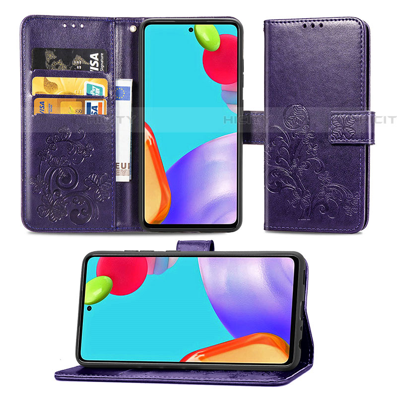 Samsung Galaxy A72 4G用手帳型 レザーケース スタンド 花 カバー サムスン 