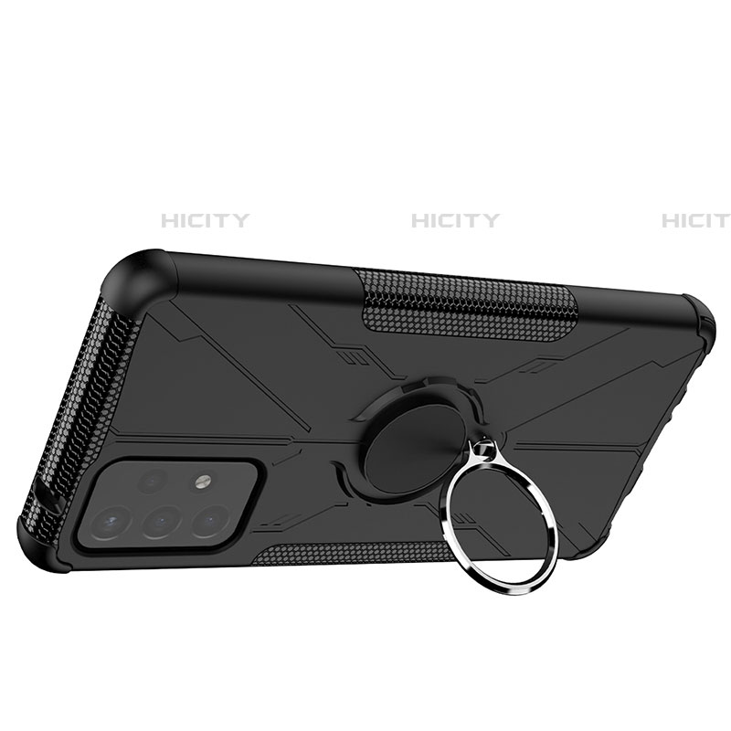 Samsung Galaxy A72 5G用ハイブリットバンパーケース プラスチック アンド指輪 マグネット式 JX2 サムスン ブラック