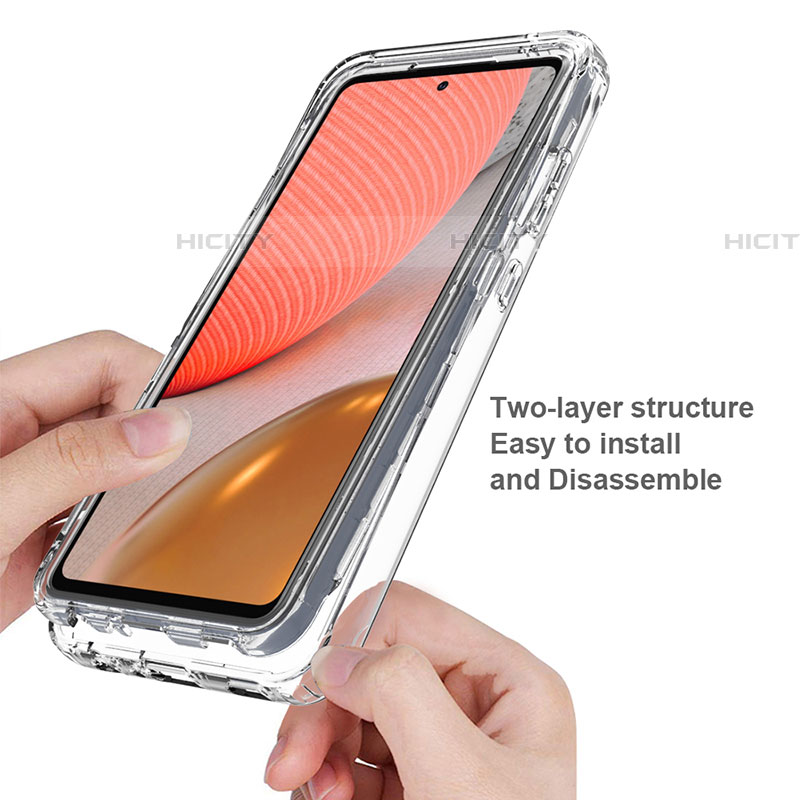 Samsung Galaxy A72 5G用前面と背面 360度 フルカバー 極薄ソフトケース シリコンケース 耐衝撃 全面保護 バンパー 勾配色 透明 サムスン 