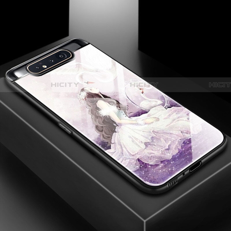 Samsung Galaxy A80用ハイブリットバンパーケース プラスチック パターン 鏡面 カバー S01 サムスン パープル