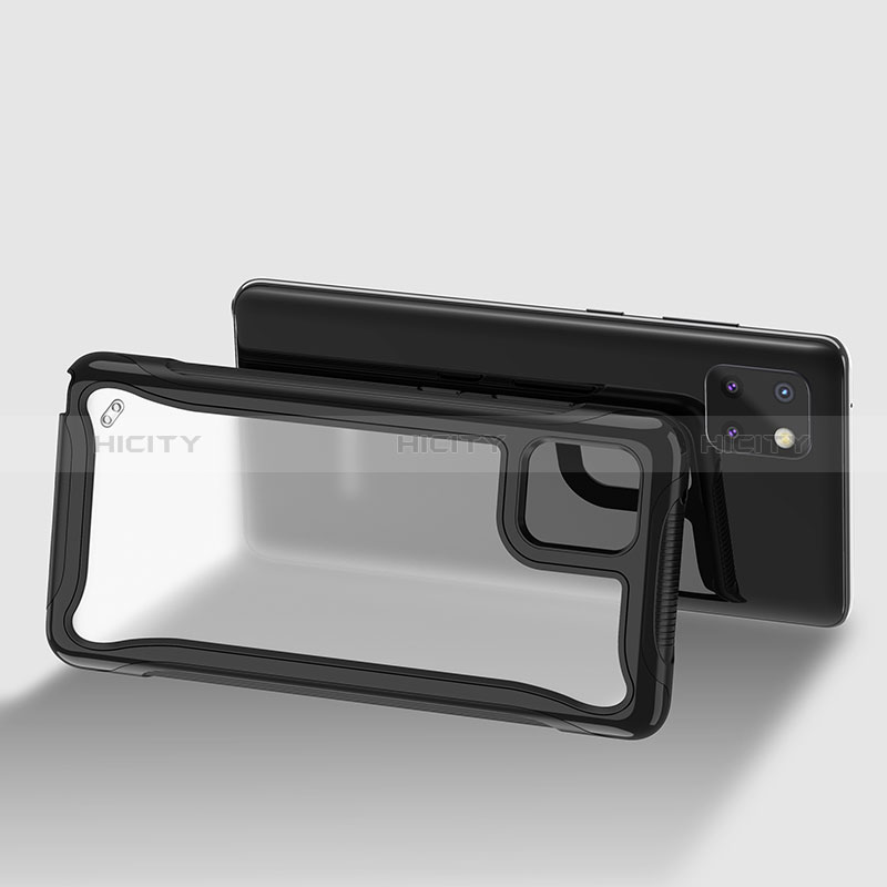 Samsung Galaxy A81用360度 フルカバー ハイブリットバンパーケース クリア透明 プラスチック カバー サムスン ブラック