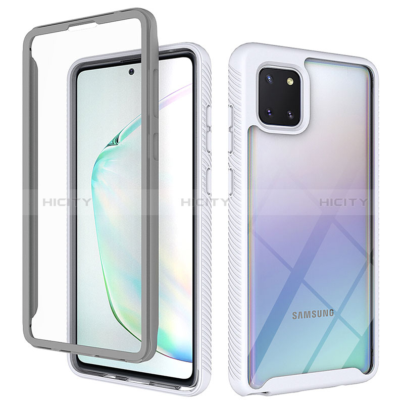 Samsung Galaxy A81用360度 フルカバー ハイブリットバンパーケース クリア透明 プラスチック カバー ZJ1 サムスン ホワイト