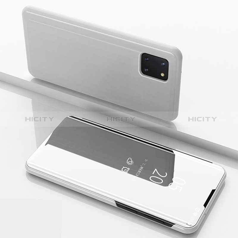 Samsung Galaxy A81用手帳型 レザーケース スタンド 鏡面 カバー ZL1 サムスン シルバー