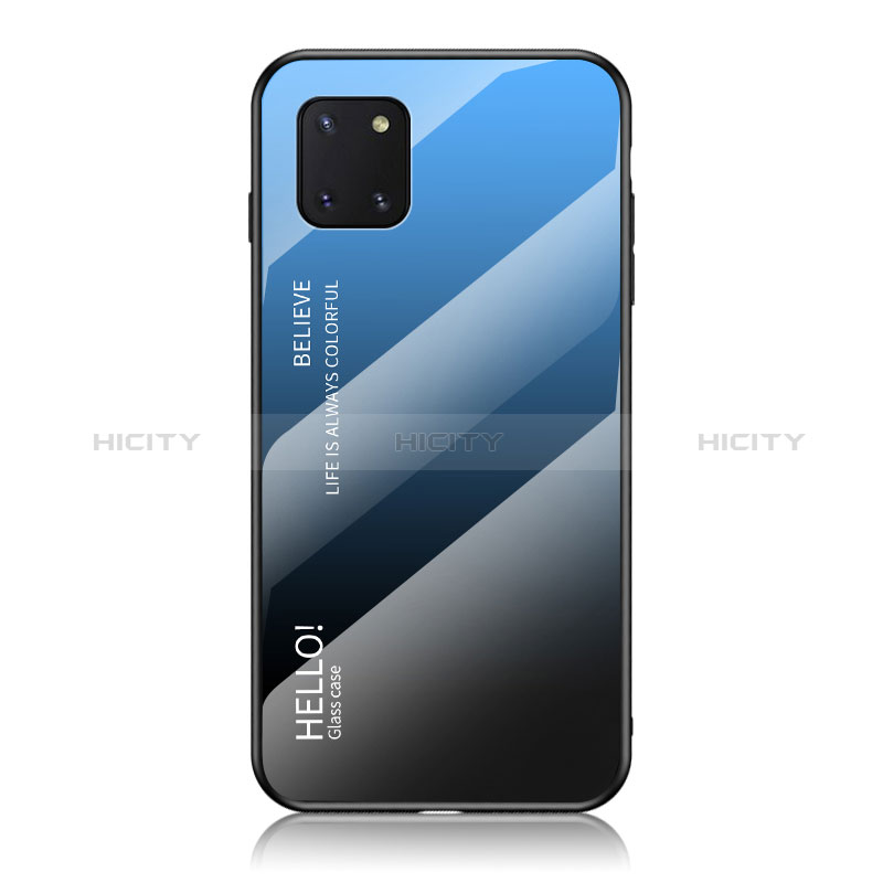 Samsung Galaxy A81用ハイブリットバンパーケース プラスチック 鏡面 虹 グラデーション 勾配色 カバー LS1 サムスン 