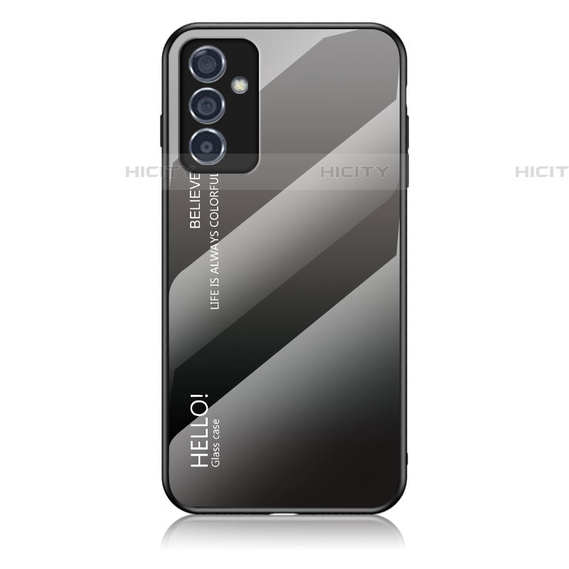 Samsung Galaxy A82 5G用ハイブリットバンパーケース プラスチック 鏡面 虹 グラデーション 勾配色 カバー LS1 サムスン ダークグレー
