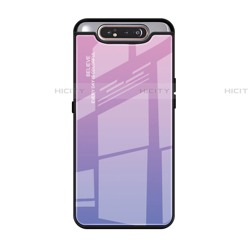 Samsung Galaxy A90 4G用ハイブリットバンパーケース プラスチック 鏡面 虹 グラデーション 勾配色 カバー H01 サムスン 