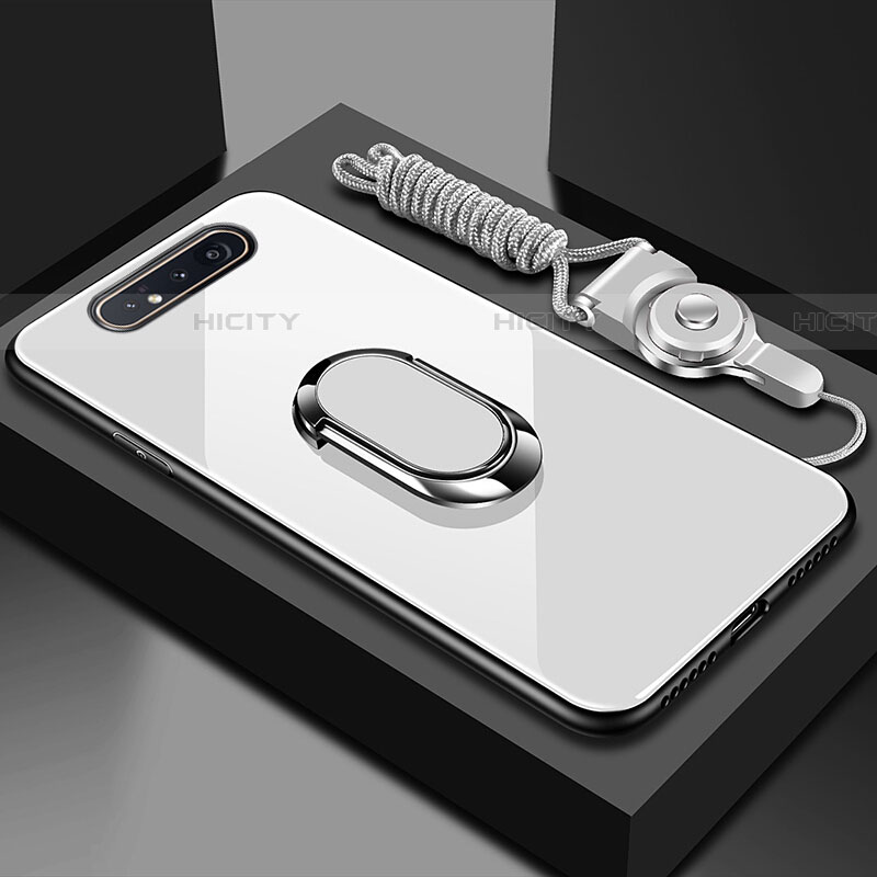 Samsung Galaxy A90 4G用ハイブリットバンパーケース プラスチック 鏡面 カバー アンド指輪 マグネット式 T01 サムスン 
