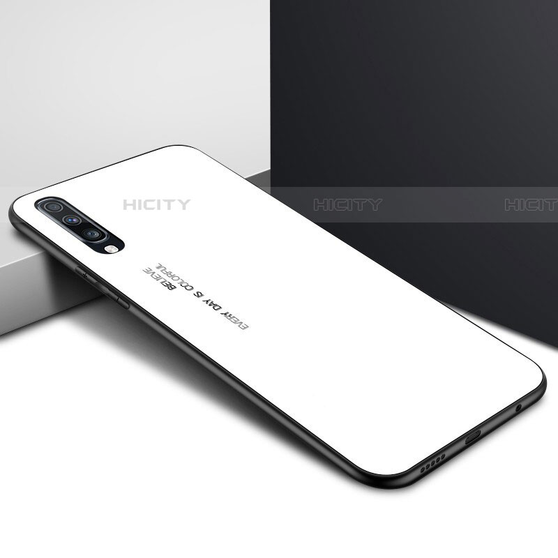 Samsung Galaxy A90 5G用ハイブリットバンパーケース プラスチック パターン 鏡面 カバー サムスン ホワイト