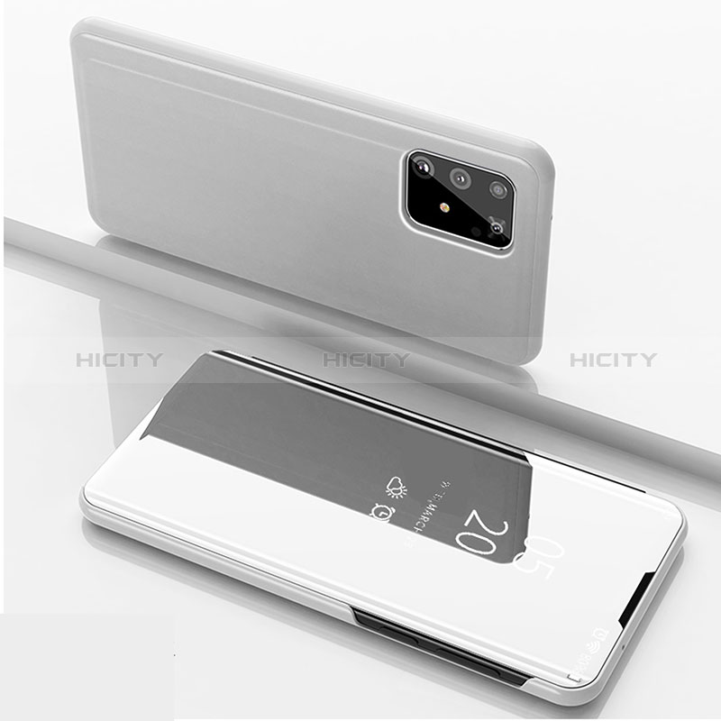Samsung Galaxy A91用手帳型 レザーケース スタンド 鏡面 カバー ZL1 サムスン シルバー