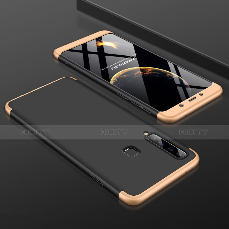 Samsung Galaxy A9s用ハードケース プラスチック 質感もマット 前面と背面 360度 フルカバー サムスン ゴールド・ブラック