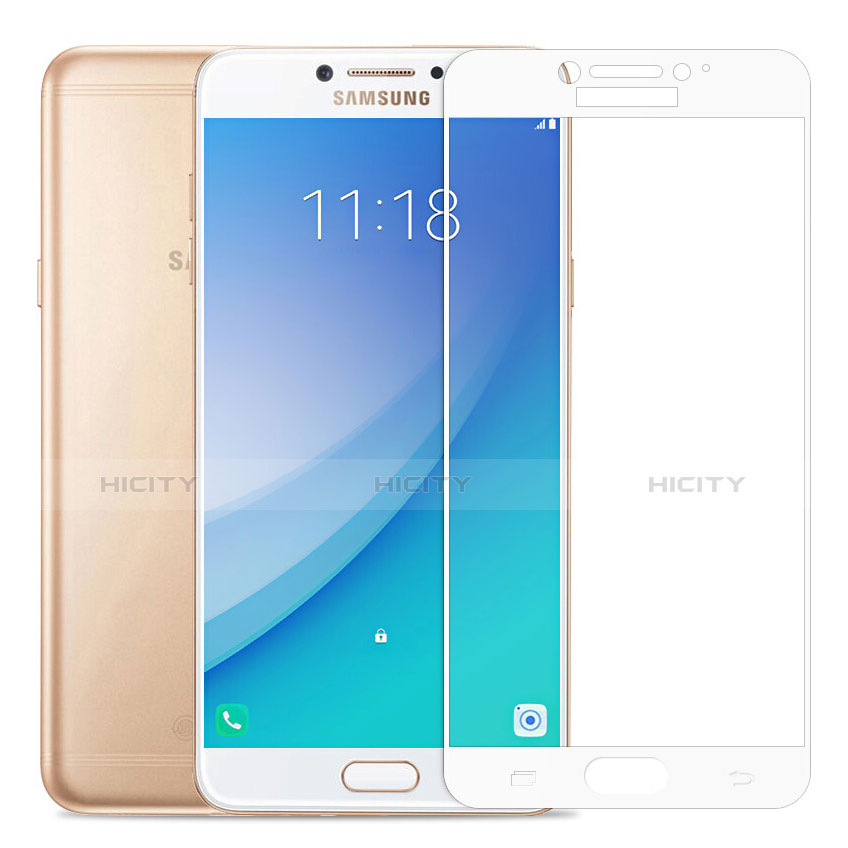 Samsung Galaxy C5 Pro C5010用強化ガラス フル液晶保護フィルム サムスン ホワイト