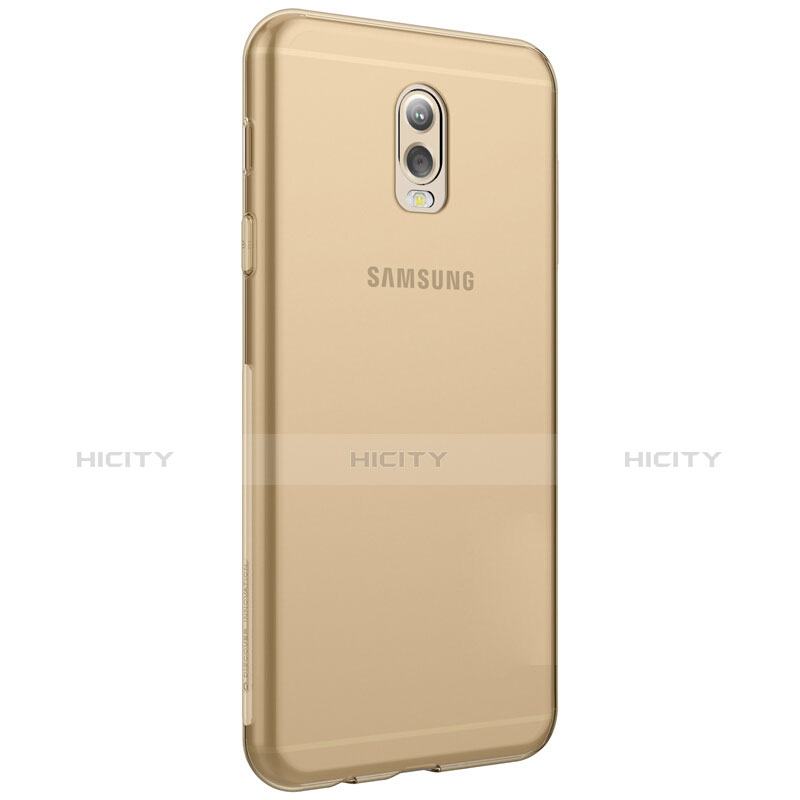 Samsung Galaxy C7 (2017)用極薄ソフトケース シリコンケース 耐衝撃 全面保護 クリア透明 T03 サムスン ゴールド