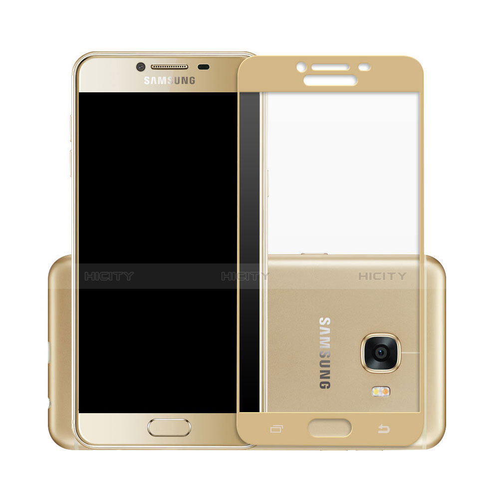 Samsung Galaxy C7 SM-C7000用強化ガラス フル液晶保護フィルム サムスン ゴールド