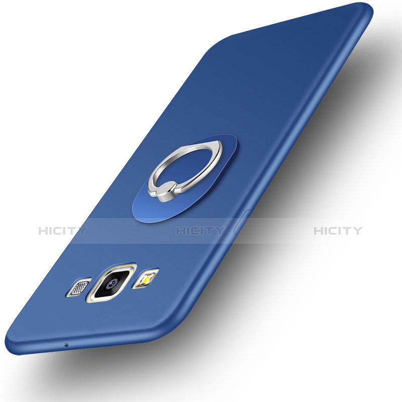 Samsung Galaxy DS A300G A300H A300M用極薄ソフトケース シリコンケース 耐衝撃 全面保護 アンド指輪 バンパー サムスン ネイビー