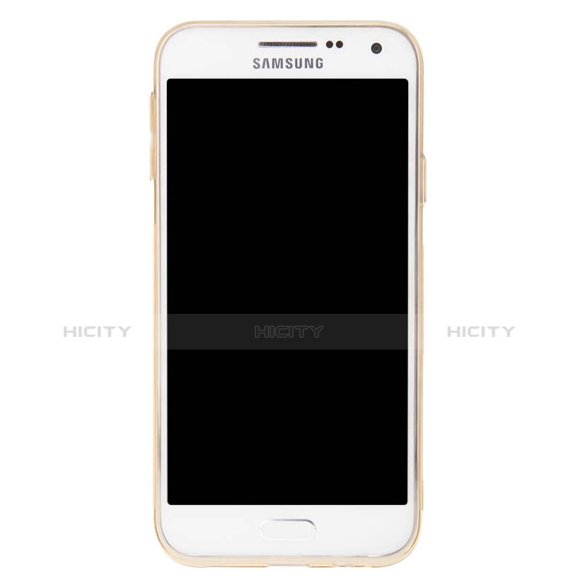 Samsung Galaxy E5 SM-E500F E500H用極薄ソフトケース シリコンケース 耐衝撃 全面保護 クリア透明 カバー サムスン ゴールド