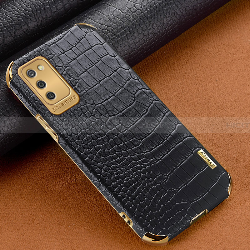 Samsung Galaxy F02S SM-E025F用ケース 高級感 手触り良いレザー柄 サムスン ブラック
