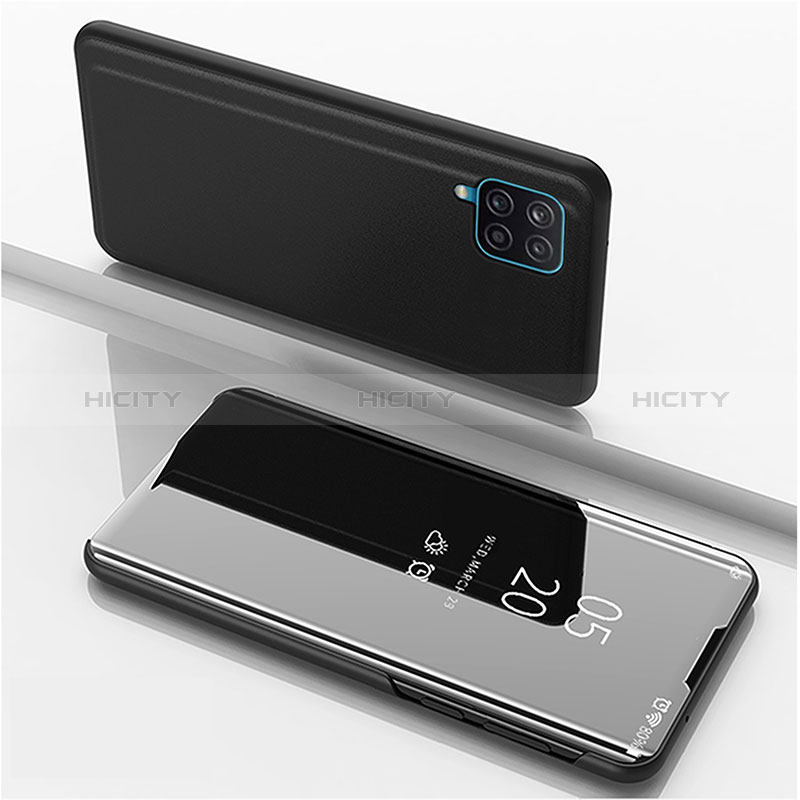 Samsung Galaxy F12用手帳型 レザーケース スタンド 鏡面 カバー ZL1 サムスン ブラック