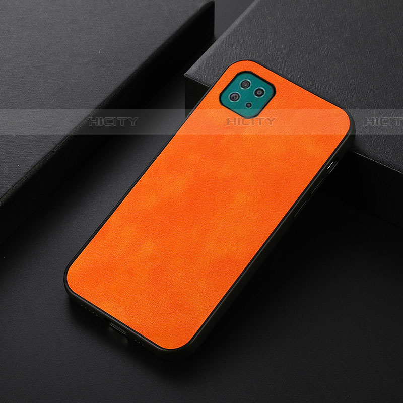 Samsung Galaxy F42 5G用ケース 高級感 手触り良いレザー柄 B06H サムスン オレンジ