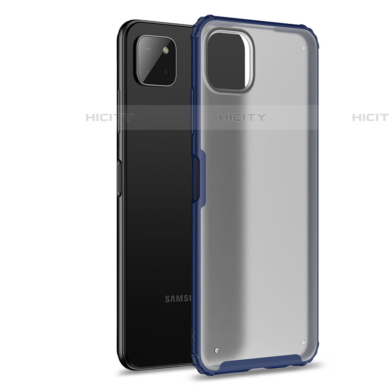 Samsung Galaxy F42 5G用ハイブリットバンパーケース クリア透明 プラスチック カバー サムスン ネイビー
