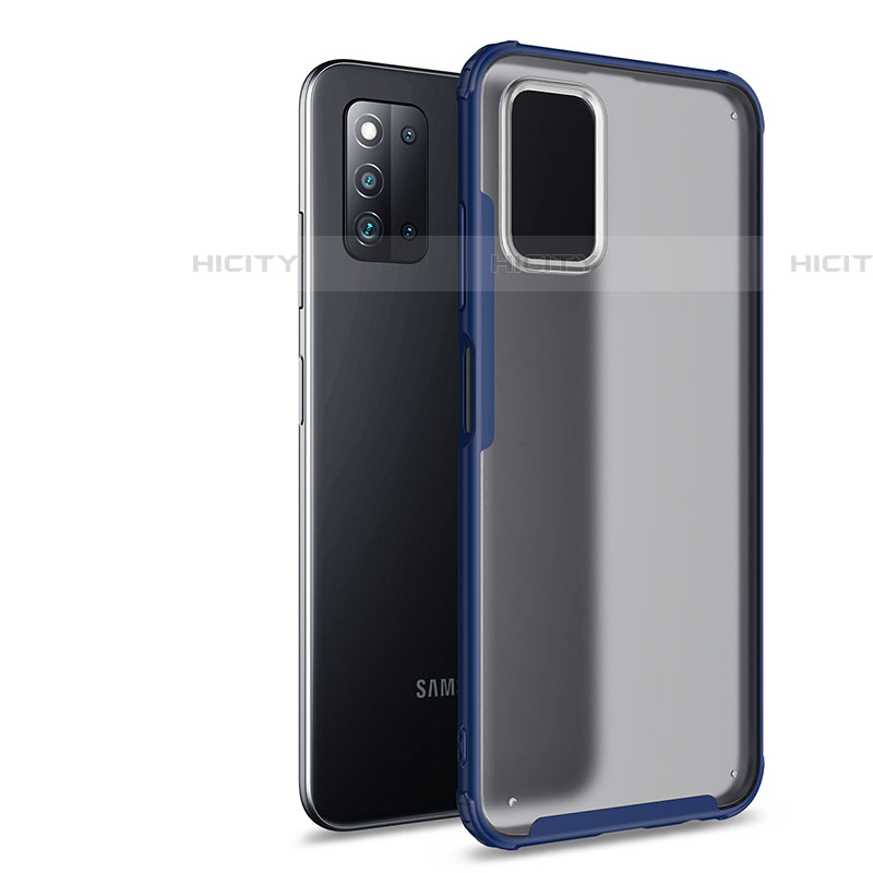 Samsung Galaxy F52 5G用ハイブリットバンパーケース クリア透明 プラスチック カバー サムスン ネイビー