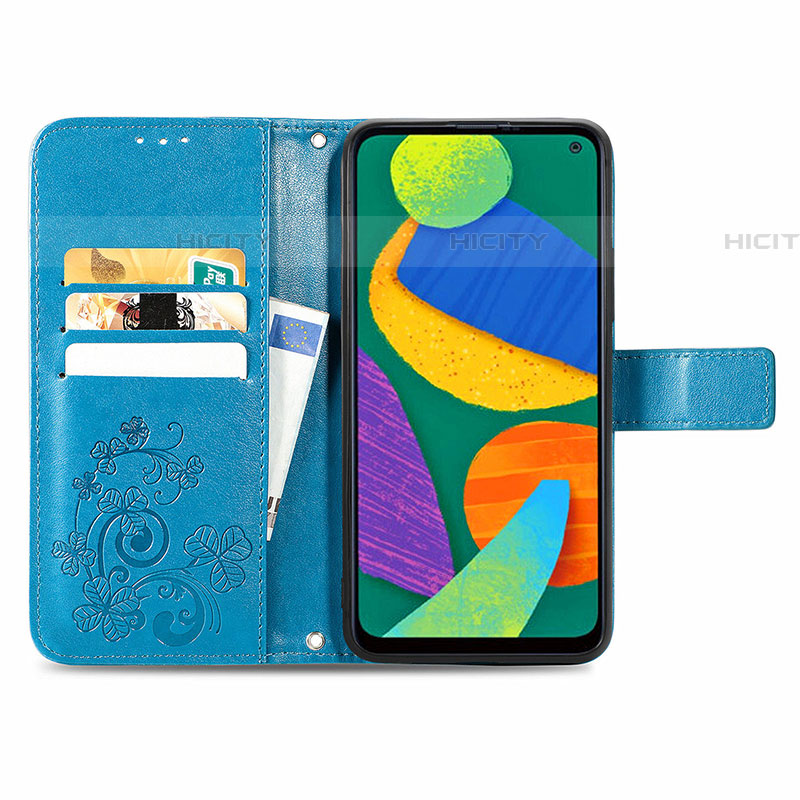 Samsung Galaxy F52 5G用手帳型 レザーケース スタンド 花 カバー サムスン 