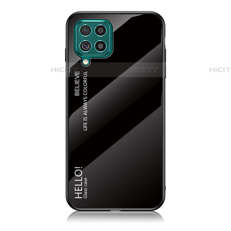 Samsung Galaxy F62 5G用ハイブリットバンパーケース プラスチック 鏡面 虹 グラデーション 勾配色 カバー LS1 サムスン ブラック