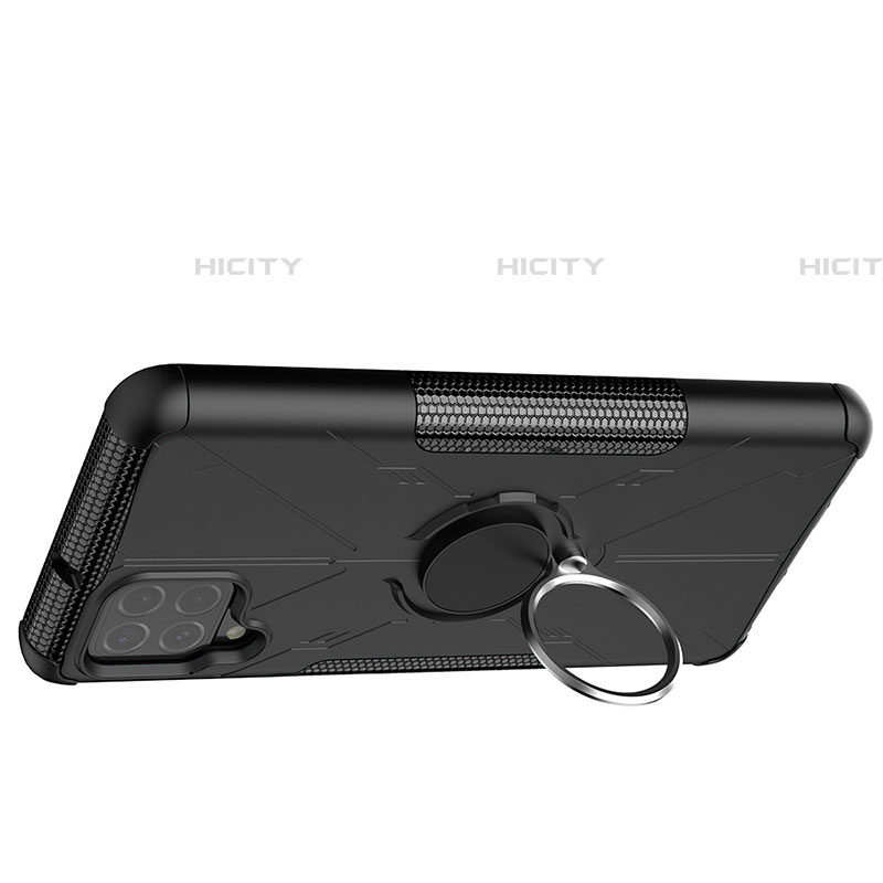 Samsung Galaxy F62 5G用ハイブリットバンパーケース プラスチック アンド指輪 マグネット式 JX2 サムスン ブラック