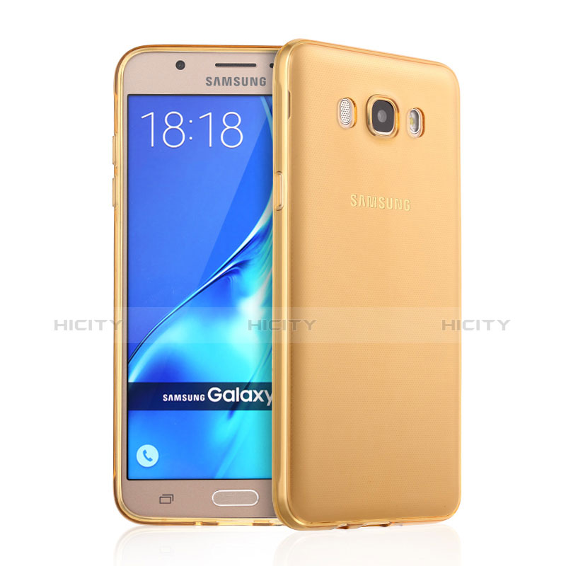 Samsung Galaxy J7 (2016) J710F J710FN用極薄ソフトケース シリコンケース 耐衝撃 全面保護 クリア透明 サムスン ゴールド