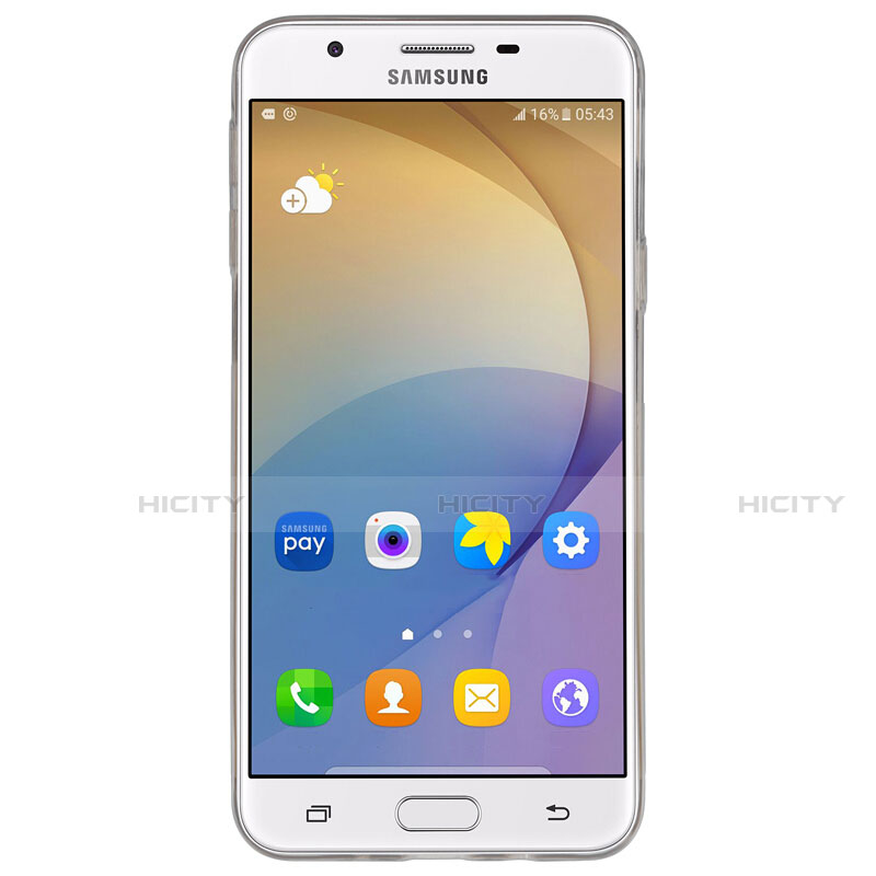 Samsung Galaxy J7 Prime用極薄ソフトケース シリコンケース 耐衝撃 全面保護 クリア透明 T02 サムスン グレー