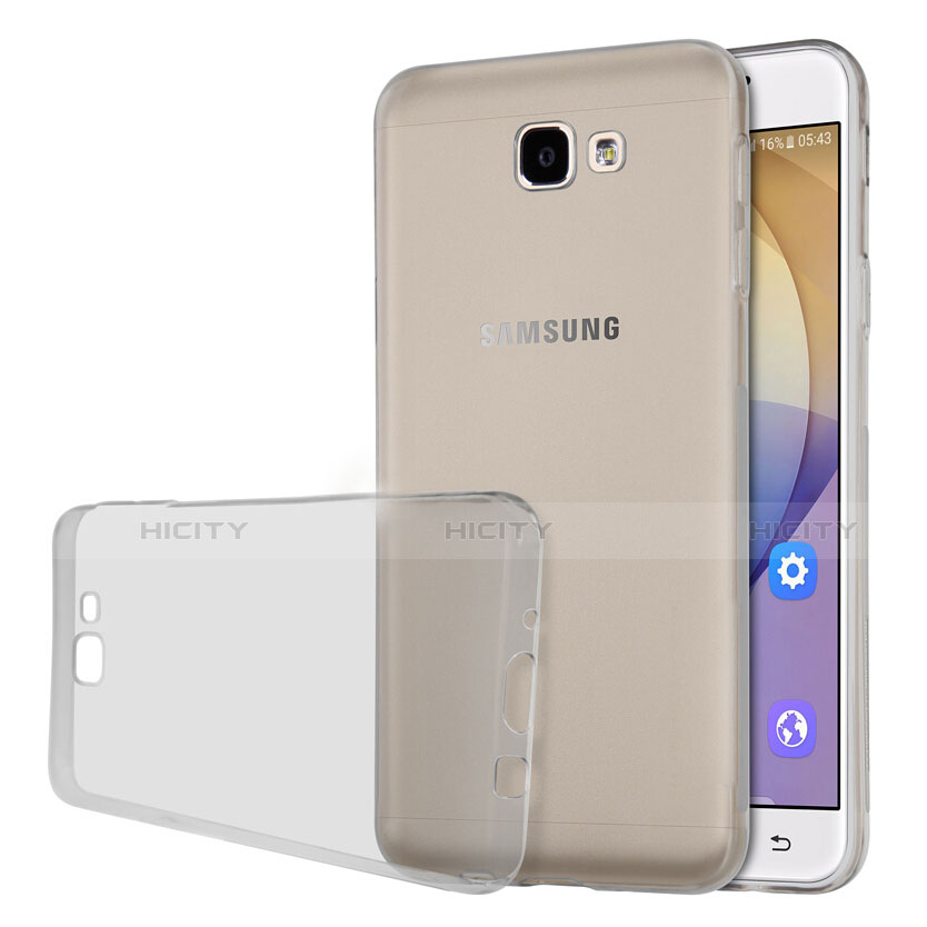 Samsung Galaxy J7 Prime用極薄ソフトケース シリコンケース 耐衝撃 全面保護 クリア透明 T02 サムスン グレー